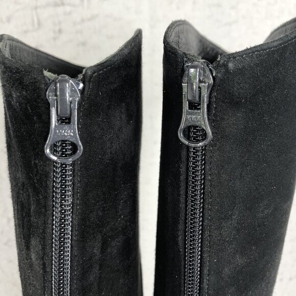 Artemis Suede Boots Womens 8.5 Black Leather Embroidery Heels Boho Retro 70s - Picture 6 of 16